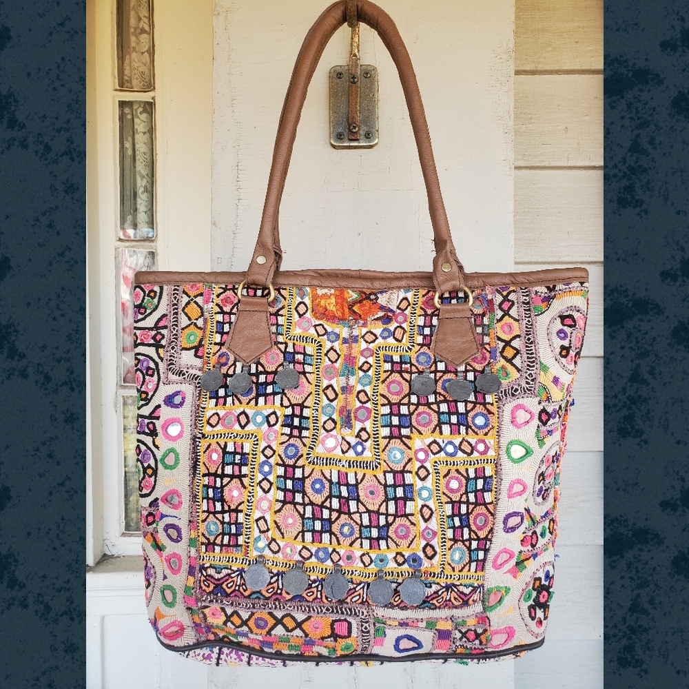 Artisan Banjara zari Boho  Embroidered bag Handmade Patchwork Repurposed